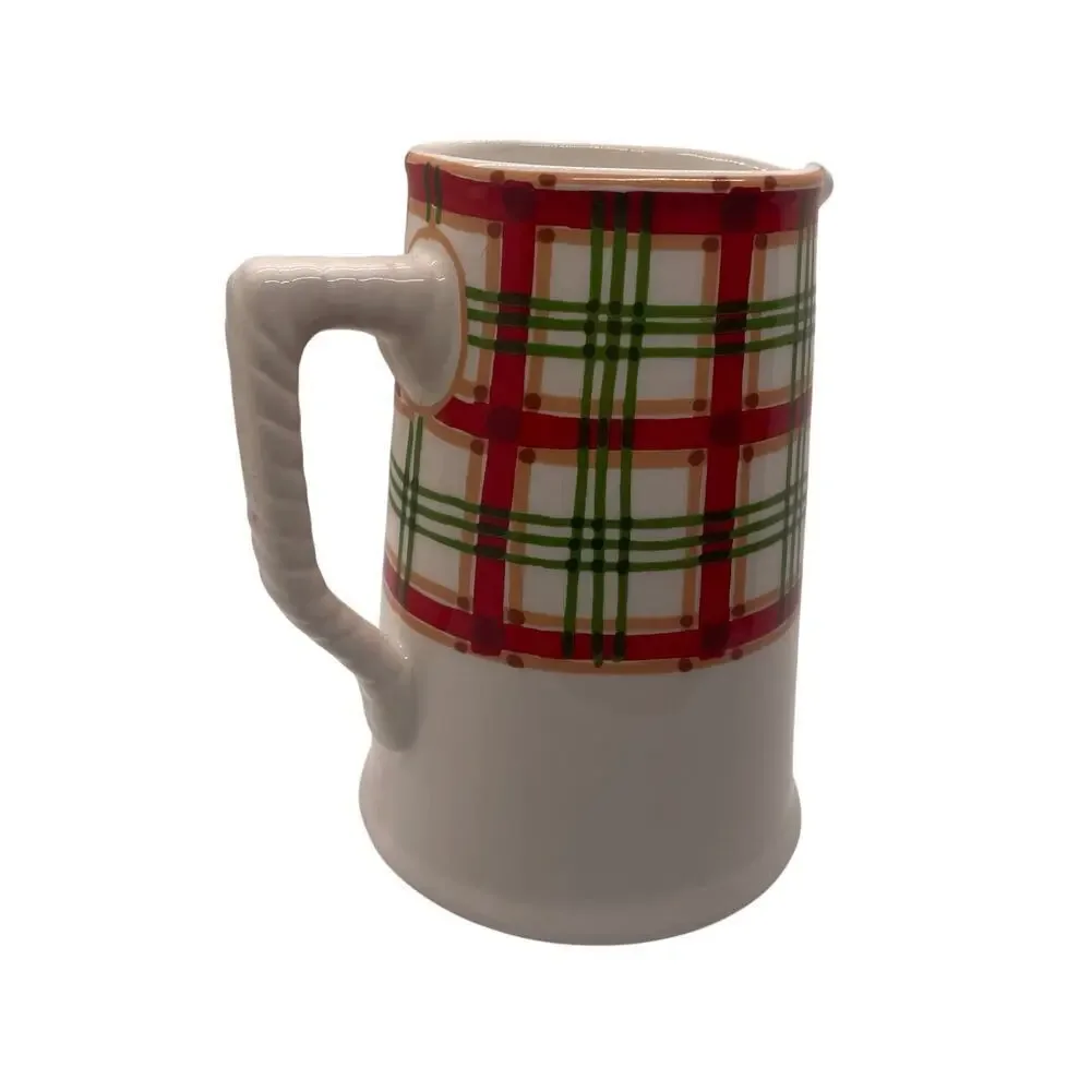 Tiffany & Co Vintage Este Ceramiche Plaid Pitcher Christmas Made in Italy